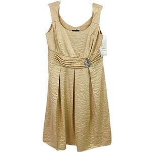 Le Bos Tan/Gold Shimmer Sleeveless Dress Size 10